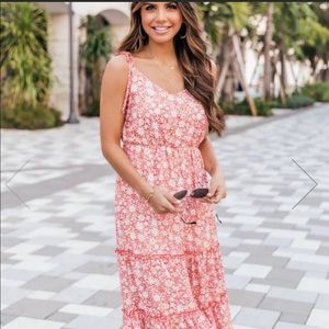 Pink lily floral dress